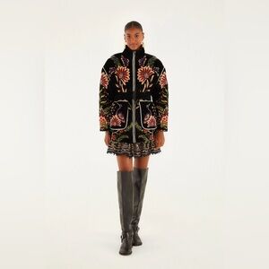 Farm Rio Black Marvelous Garden Puffer Jacket